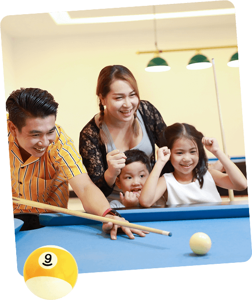 family playing billiards