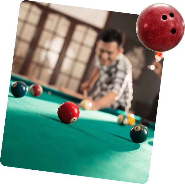 man playing pool